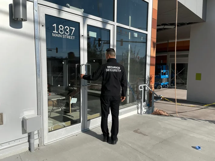 Vancouver security guard checking doors