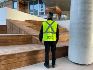 Vancouver security guard keeping a site secure